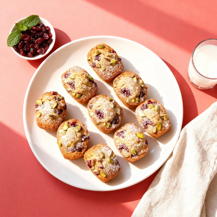 Financiers pistache et cranberries