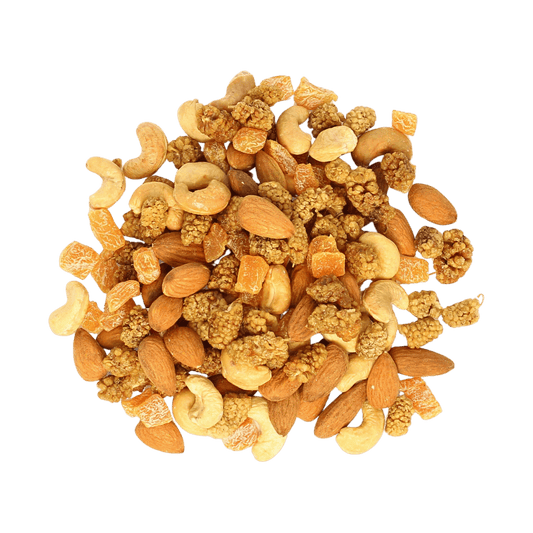 Mûrement réfléchi Noix de cajou, amande, abricot, mure Gula