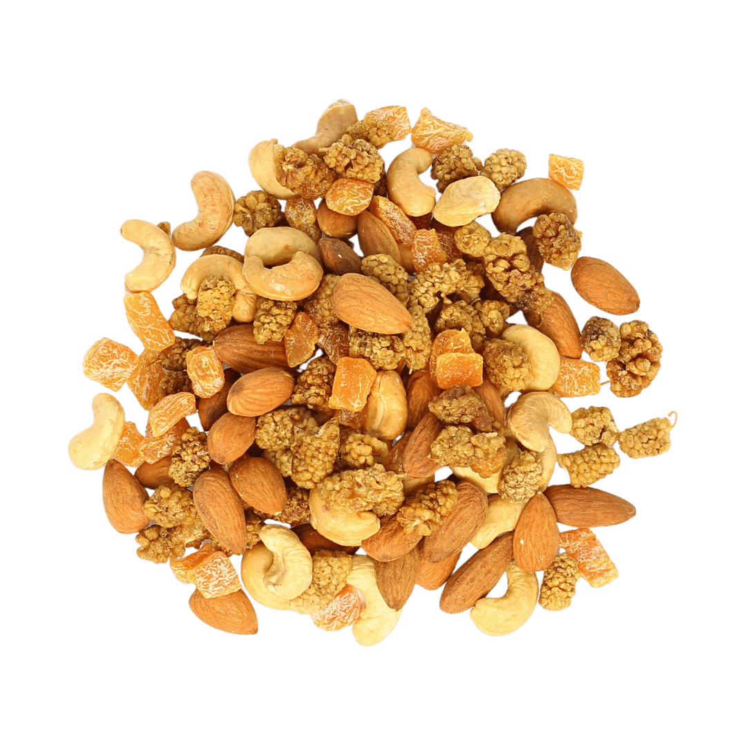 Mûrement réfléchi Noix de cajou, amande, abricot, mure Gula